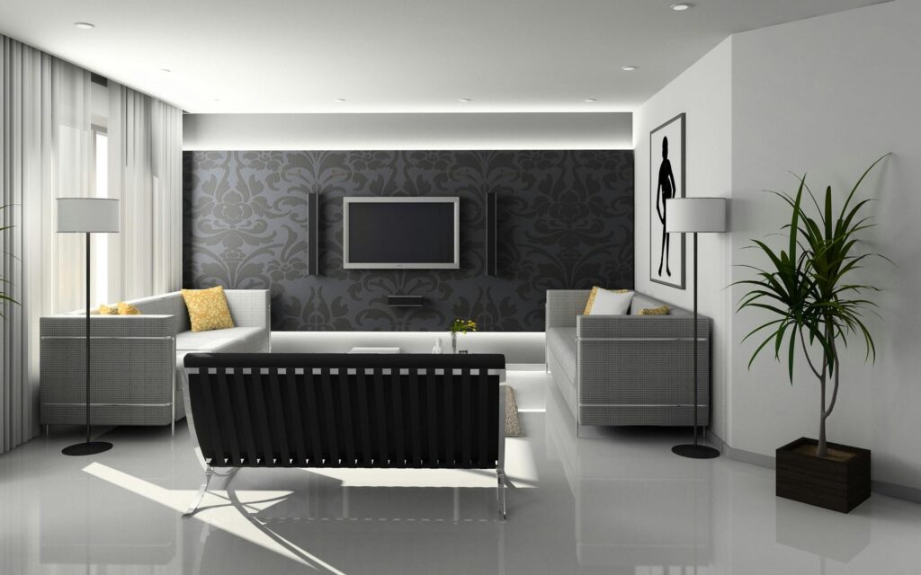 modern home front elevation with symmetry and balance